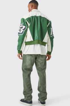 boohooMAN Boxy Fit Pu Moto Collared Bomber | UK| Coats & Jackets