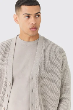 boohooMAN Boxy Fit Ribbed Fisherman Knit Cardigan | UK| Knitwear