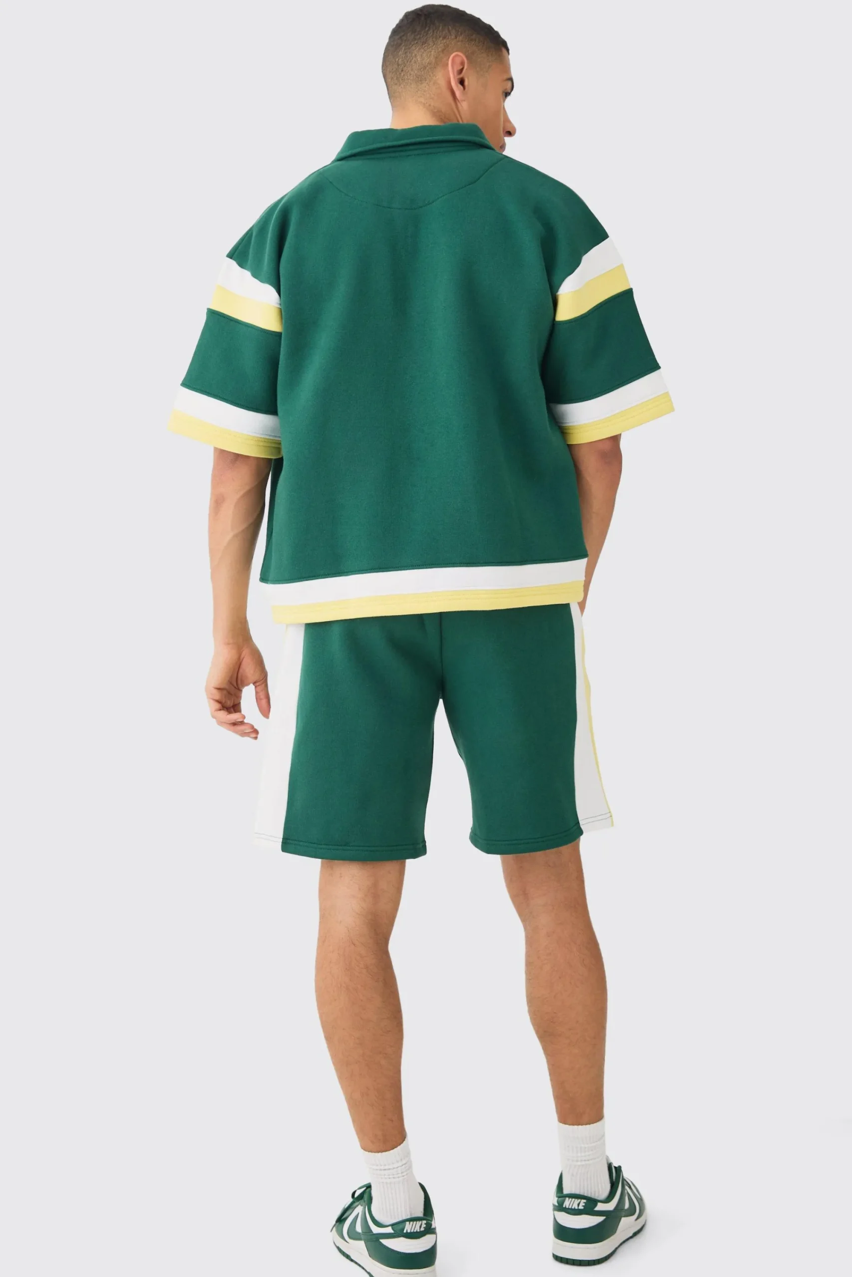 boohooMAN Boxy Fit Varsity Shirt Short Tracksuit | UK| Sets & Co-Ords|Tracksuits