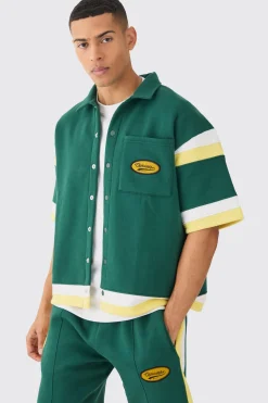 boohooMAN Boxy Fit Varsity Shirt Short Tracksuit | UK| Sets & Co-Ords|Tracksuits