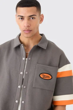 boohooMAN Boxy Fit Varsity Shirt Tracksuit | UK| Sets & Co-Ords|Tracksuits