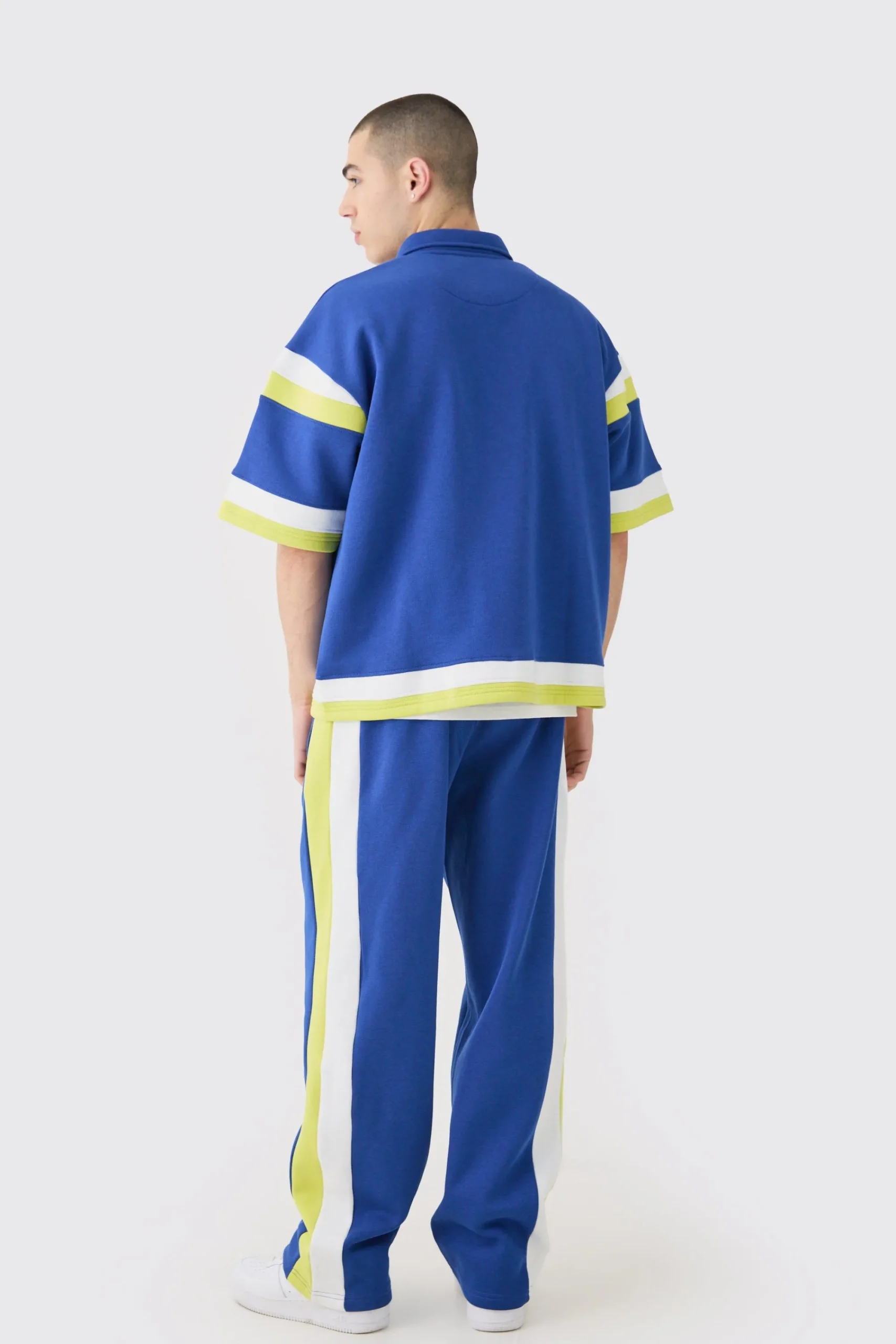 boohooMAN Boxy Fit Varsity Shirt Tracksuit | UK| Sets & Co-Ords|Tracksuits