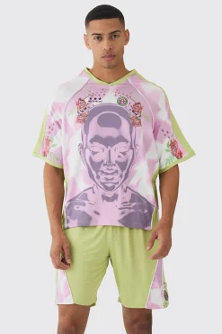 boohooMAN Boxy Floral Embroidered Football T-shirt & Short Set | UK| Sets & Co-Ords|Tracksuits