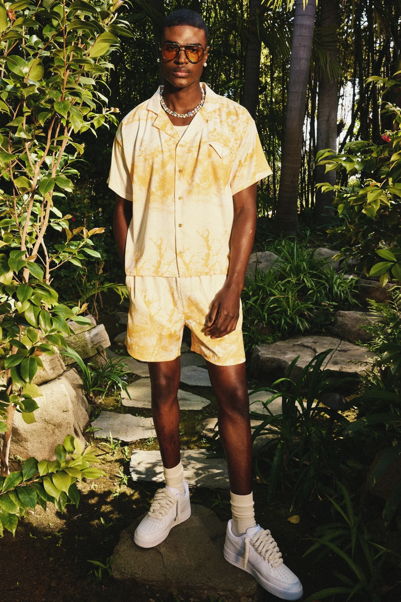 boohooMAN Boxy Floral Short Sleeve Satin Shirt & Short Set | UK| Sets & Co-Ords