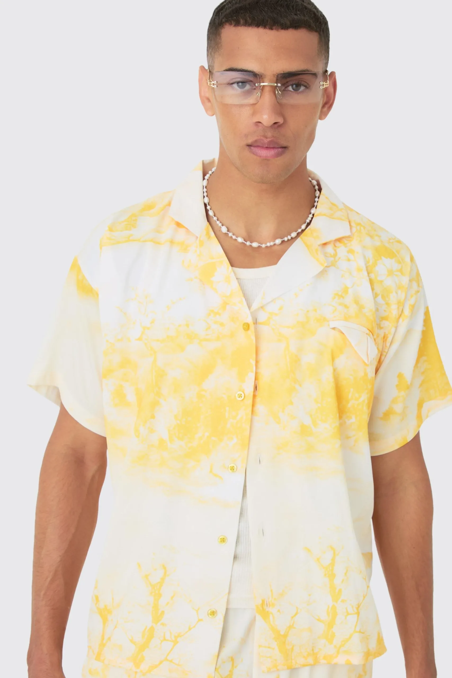 boohooMAN Boxy Floral Short Sleeve Satin Shirt & Short Set | UK| Sets & Co-Ords