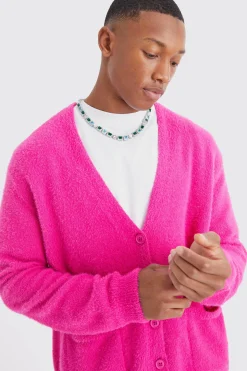 boohooMAN Boxy Fluffy Knitted Cardigan | UK| Knitwear