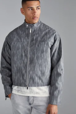boohooMAN Boxy Funnel Neck Biker Jacket | UK| Coats & Jackets