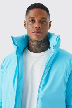 boohooMAN Boxy Funnel Neck Coated Puffer | UK| Coats & Jackets