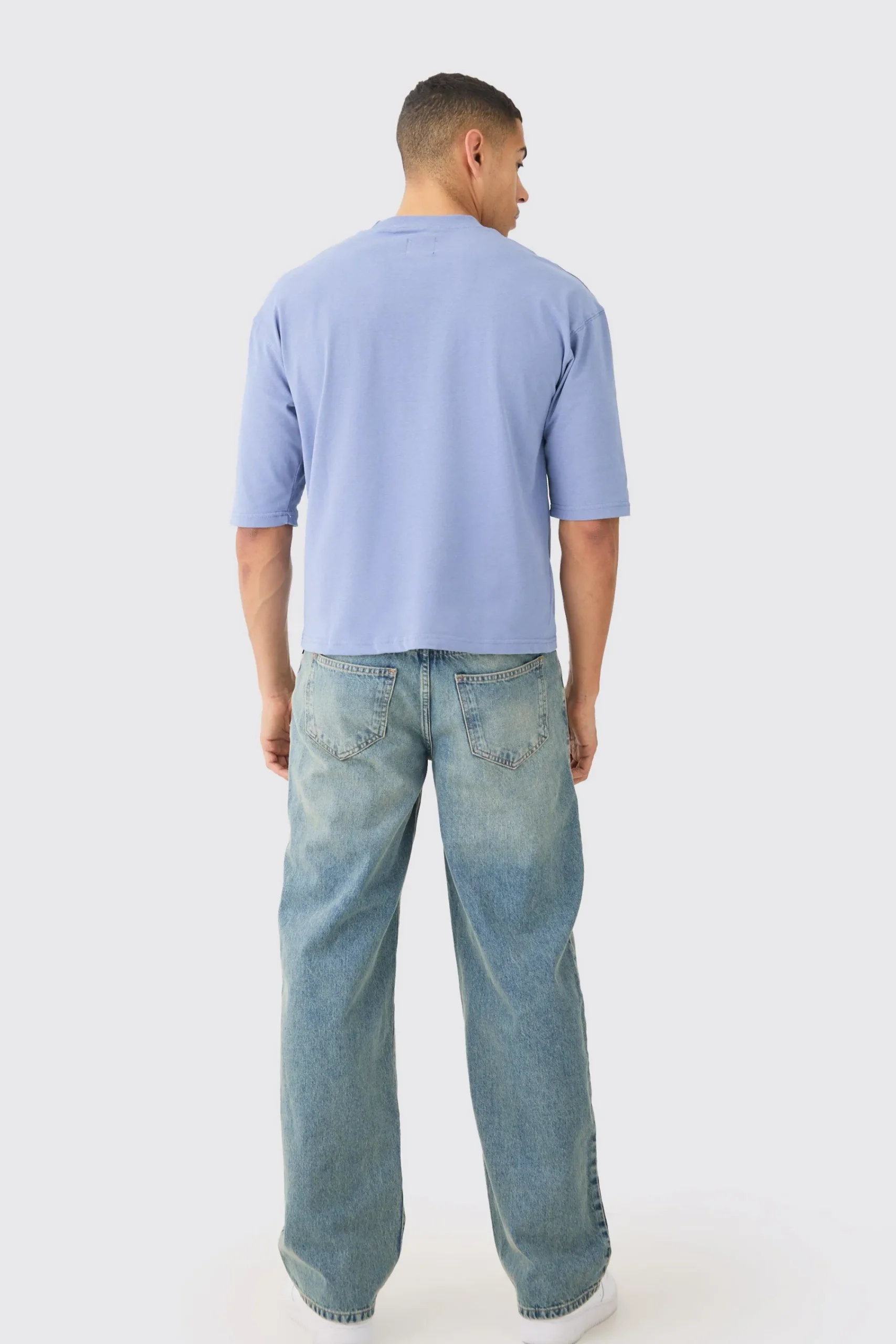 Boxy Half Sleeve Borg Applique T-shirt | UK^boohooMAN New