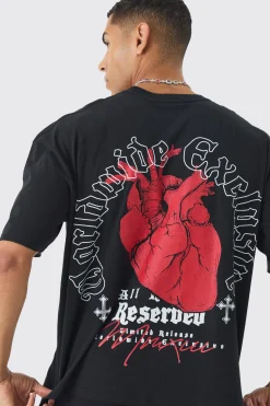 Boxy Heart Renaissance Large Scale Back Print T-Shirt | UK^boohooMAN New
