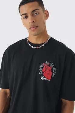 Boxy Heart Renaissance Large Scale Back Print T-Shirt | UK^boohooMAN New