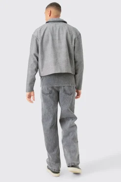 boohooMAN Boxy Herringbone Collared Jacket | UK| Coats & Jackets