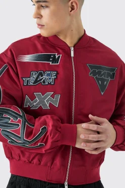 boohooMAN Boxy High Shine Nylon Moto Bomber | UK| Coats & Jackets