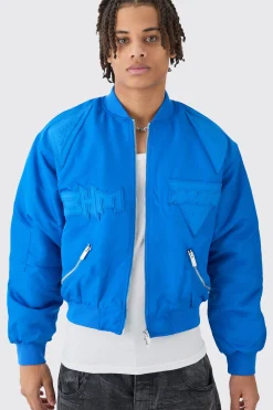 boohooMAN Boxy High Shine Tonal Nylon Moto Bomber | UK| Coats & Jackets