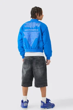 boohooMAN Boxy High Shine Tonal Nylon Moto Bomber | UK| Coats & Jackets