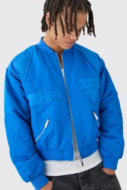 boohooMAN Boxy High Shine Tonal Nylon Moto Bomber | UK| Coats & Jackets