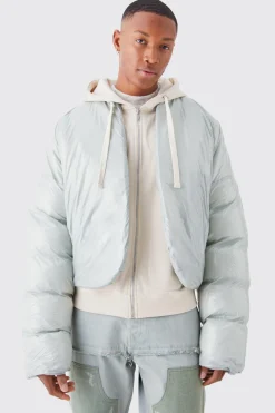 boohooMAN Boxy High Shine Volume Padded Puffer Bomber | UK| Coats & Jackets