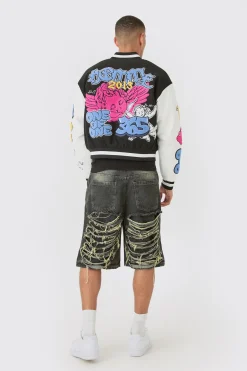 boohooMAN Boxy Homme Badge PU Sleeve Varsity Jacket In | UK| Coats & Jackets