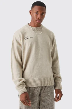 boohooMAN Boxy Homme Extended Neck Brushed Rib Knit Jumper | UK| Knitwear