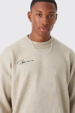 boohooMAN Boxy Homme Extended Neck Brushed Rib Knit Jumper | UK| Knitwear
