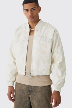 boohooMAN Boxy Homme Printed Bomber Jacket In | UK| Coats & Jackets