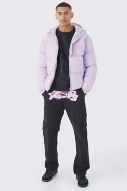 boohooMAN Boxy Hooded Puffer With Half Placket | UK| Coats & Jackets