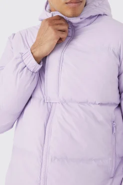 boohooMAN Boxy Hooded Puffer With Half Placket | UK| Coats & Jackets
