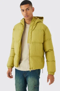 boohooMAN Boxy Hooded Puffer With Half Placket | UK| Coats & Jackets