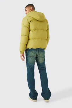 boohooMAN Boxy Hooded Puffer With Half Placket | UK| Coats & Jackets