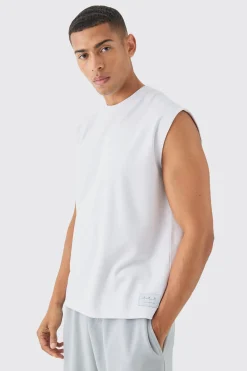 Boxy Interlock Vest With Woven Label | UK^boohooMAN Best