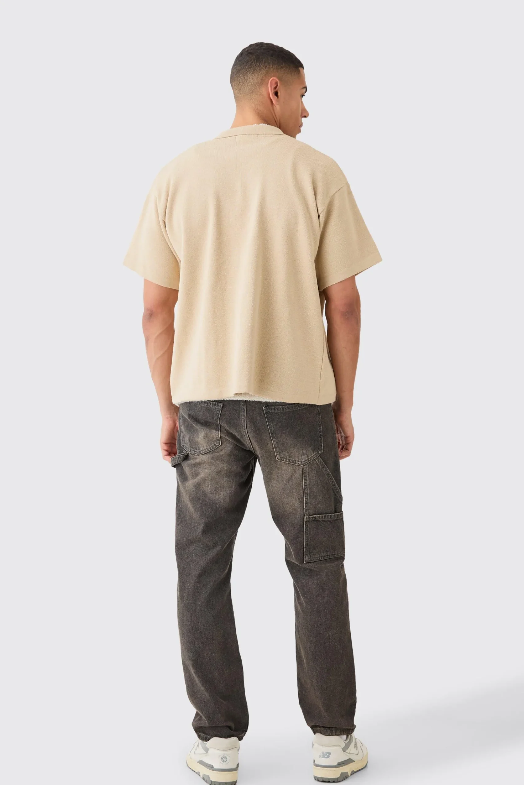 boohooMAN Boxy Jacquard Knit Rose Detail Shirt In | UK| Shirts