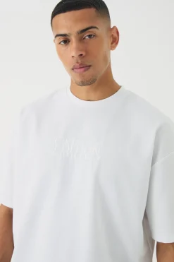 Boxy Jersey Twill Embroidery Limited T-shirt | UK^boohooMAN