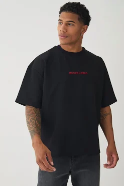 Boxy Jersey Twill Monaco Print T-shirt | UK^boohooMAN Best