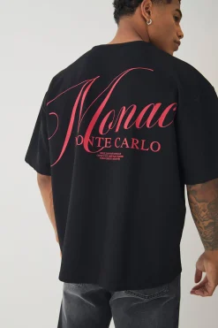 Boxy Jersey Twill Monaco Print T-shirt | UK^boohooMAN Best
