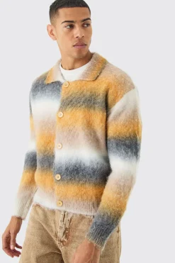 boohooMAN Boxy Knitted Brushed Stripe Shirt In | UK| Shirts|Knitwear