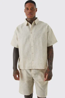 boohooMAN Boxy Linen Look Shirt And Short Set | UK| Sets & Co-Ords