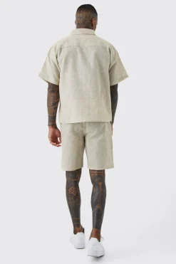 boohooMAN Boxy Linen Look Shirt And Short Set | UK| Sets & Co-Ords