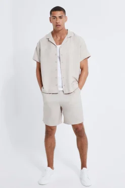 boohooMAN Boxy Linen Shirt And Short Set | UK| Sets & Co-Ords