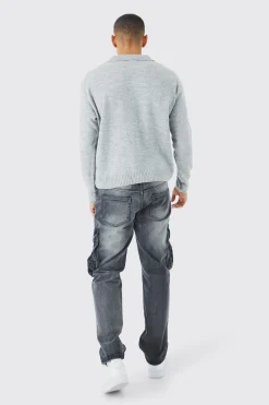 Boxy Long Sleeve Knitted Revere Polo | UK^boohooMAN Sale