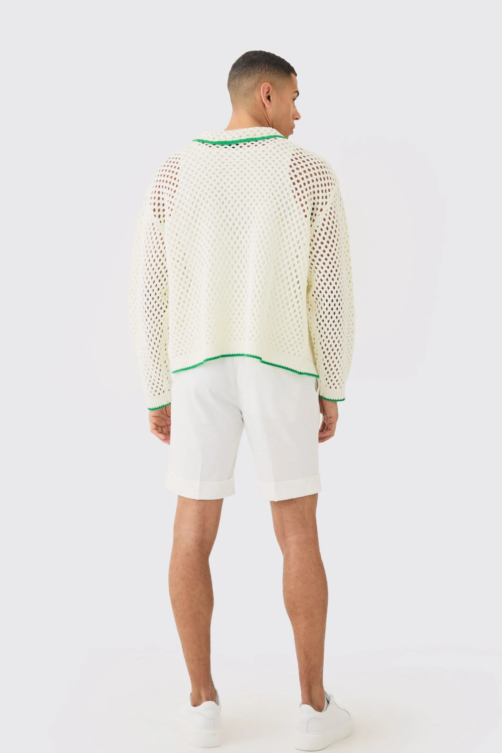 boohooMAN Boxy Long Sleeve Open Stitch Tipped Shirt | UK| Shirts