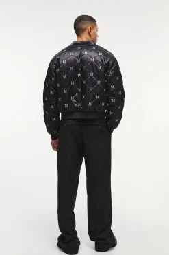 boohooMAN Boxy M Embellished Satin Bomber Jacket In | UK| Coats & Jackets