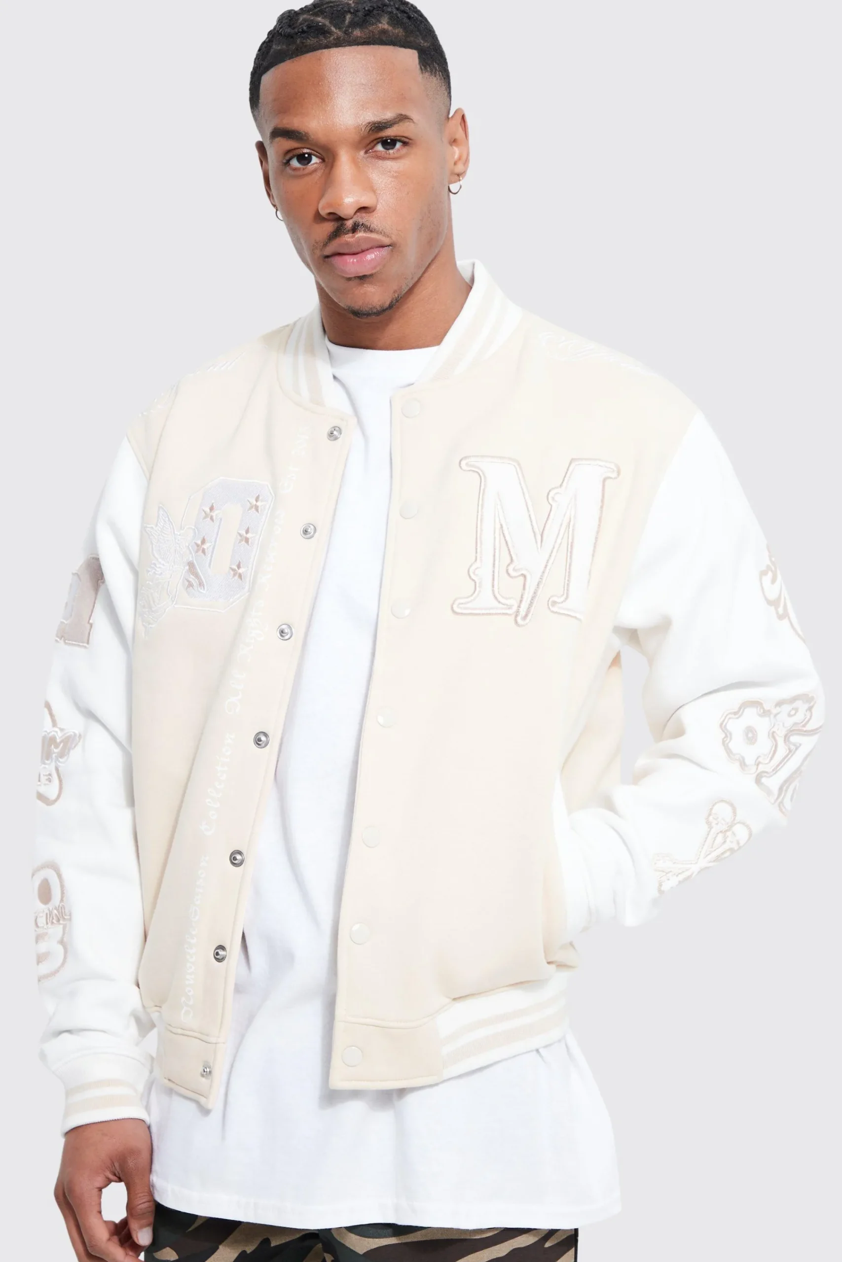 boohooMAN Boxy M Jersey Varsity Jacket | UK| Coats & Jackets|Hoodies & Sweatshirts