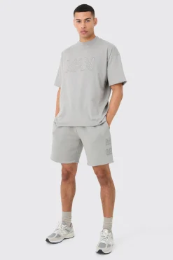 boohooMAN Boxy Man Distressed T-Shirt & Shorts Set | UK| Sets & Co-Ords|Tracksuits
