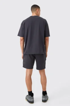 boohooMAN Boxy Man Distressed T-Shirt & Shorts Set | UK| Tracksuits