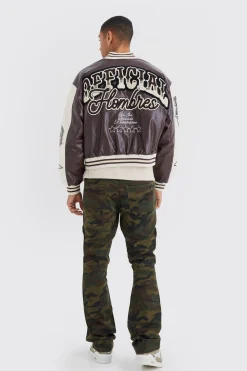 boohooMAN Boxy Melton & Pu Ombre Varsity Jacket | UK| Coats & Jackets