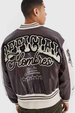 boohooMAN Boxy Melton & Pu Ombre Varsity Jacket | UK| Coats & Jackets