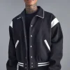 boohooMAN Boxy Melton Bomber With Contrast Trims | UK| Coats & Jackets
