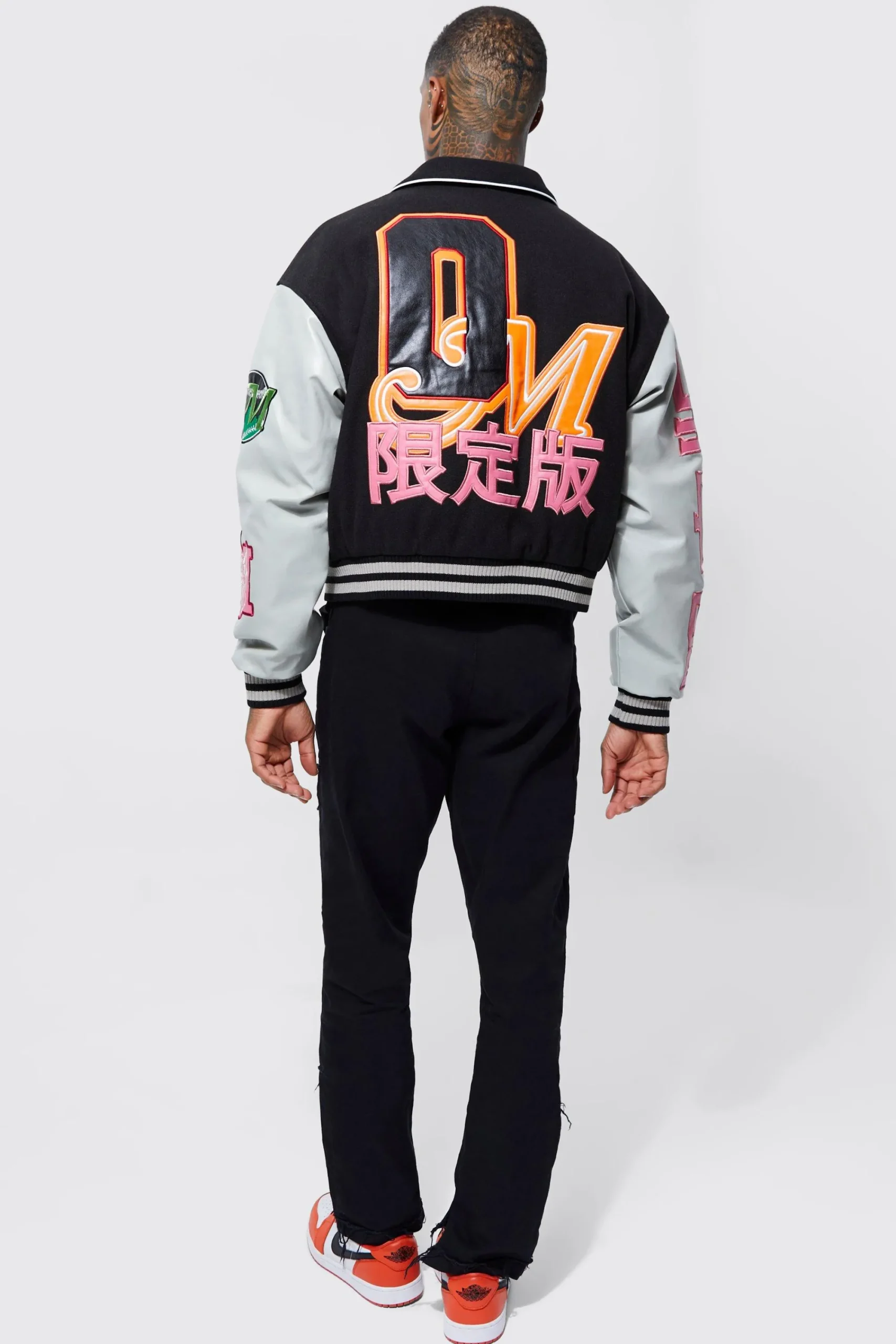 boohooMAN Boxy Melton Pu Varsity Badge Jacket | UK| Coats & Jackets