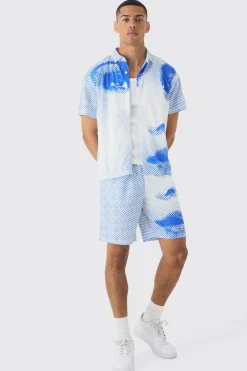 boohooMAN Boxy Mesh Photo Print Shirt & Short | UK| Sets & Co-Ords