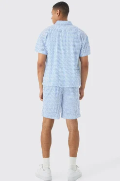 boohooMAN Boxy Mesh Photo Print Shirt & Short | UK| Sets & Co-Ords